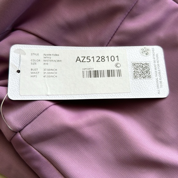 Azazie DEANDRA Fitted Pleated Mesh Long Dress Wisteria NWT - Picture 8 of 14